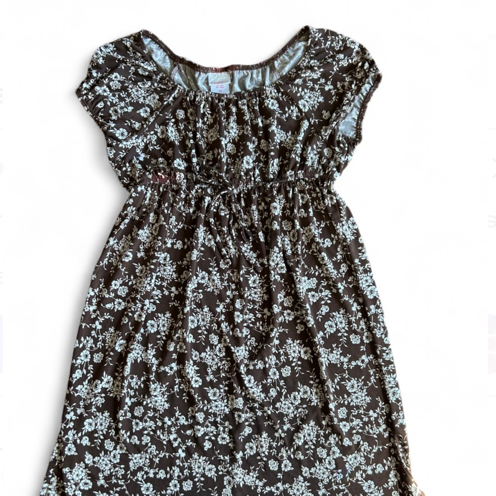 Y2K Babydoll Brown Floral Tunic Top - Picture 3 of 8